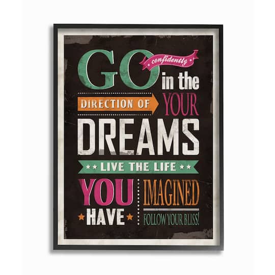 Stupell Industries Go Confidently Vintage Framed Giclee Textured Wall Art